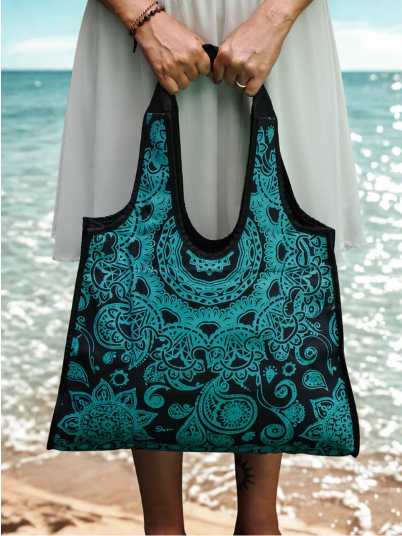 Bohemian Spirit Turquoise Canvas Bag – Mandala