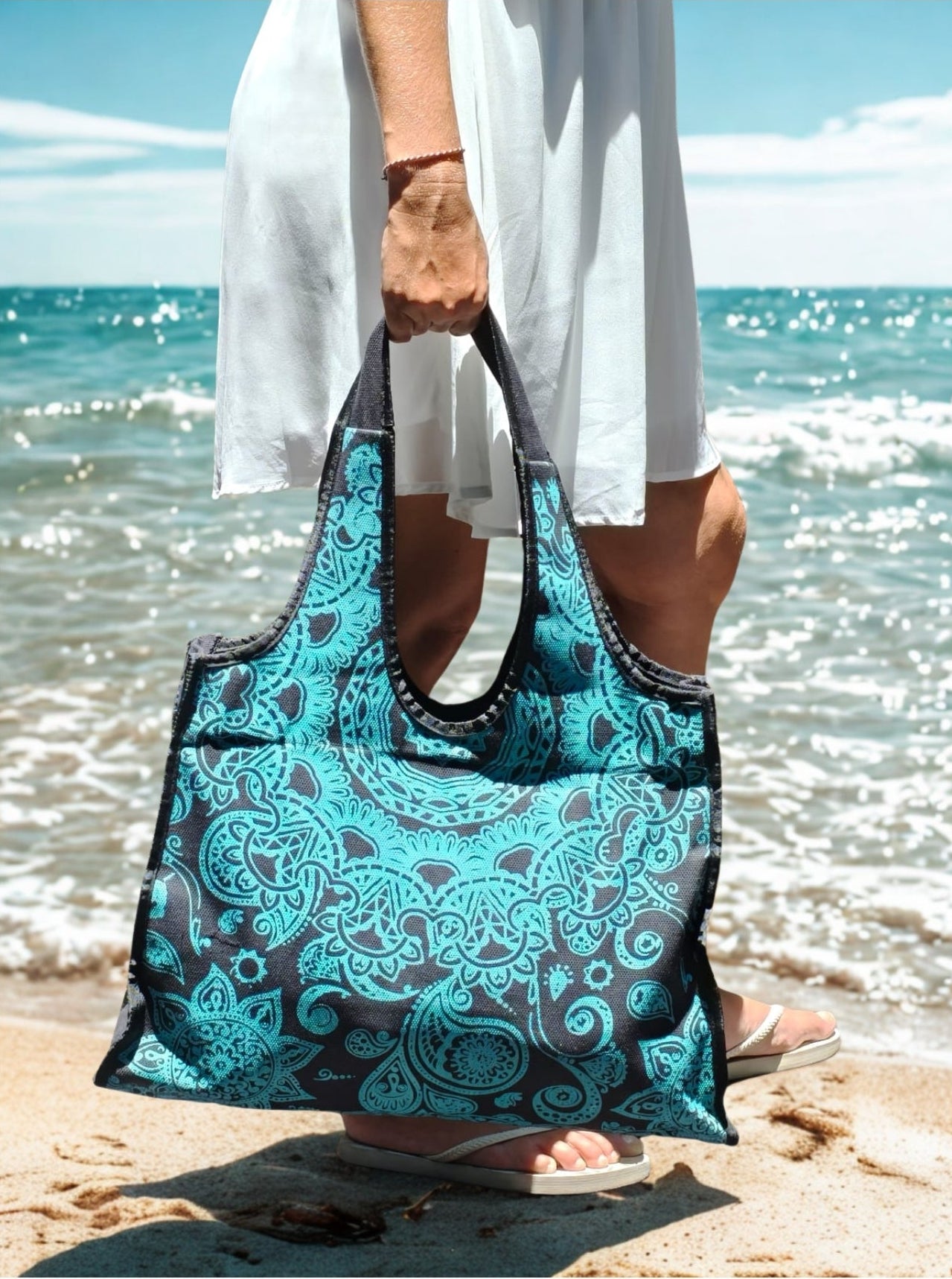 Bohemian Spirit Turquoise Canvas Bag – Mandala