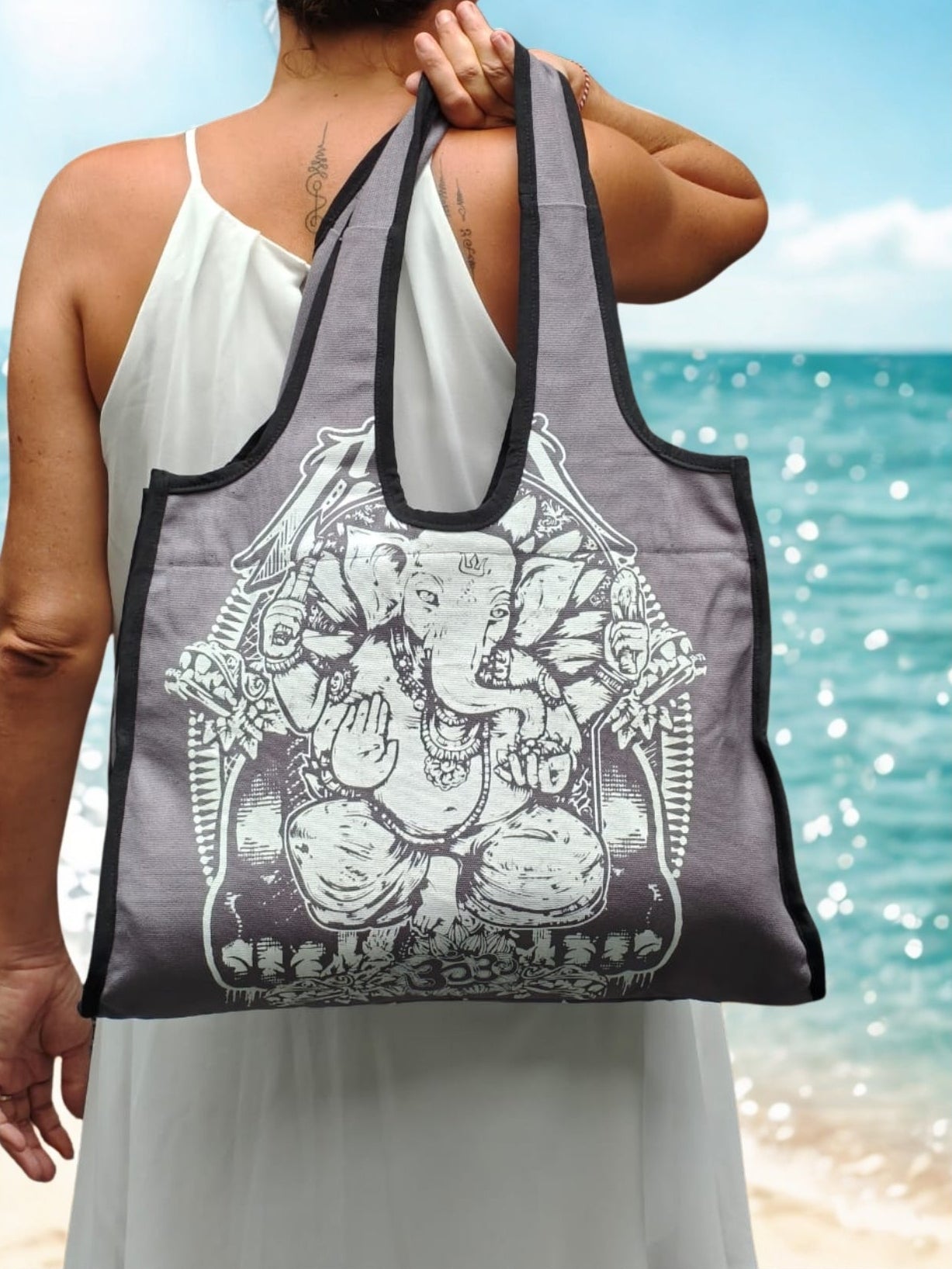 Light Brown Bohemian Spirit Canvas Bag – Ganesha