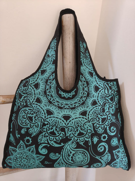 Bohemian Spirit Turquoise Canvas Bag – Mandala