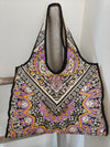 Boho Spirit canvas bag, purple mandala print, flat lay