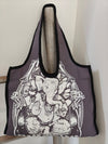 Boho Spirit canvas bag, light brown Ganesh print, flat lay