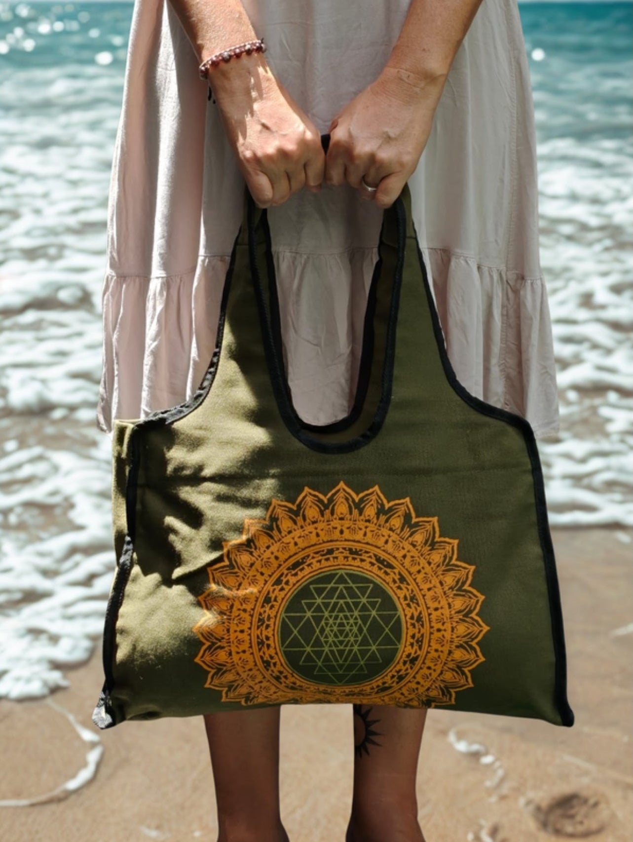 Bohemian Spirit Sri Yantra Canvas Bag